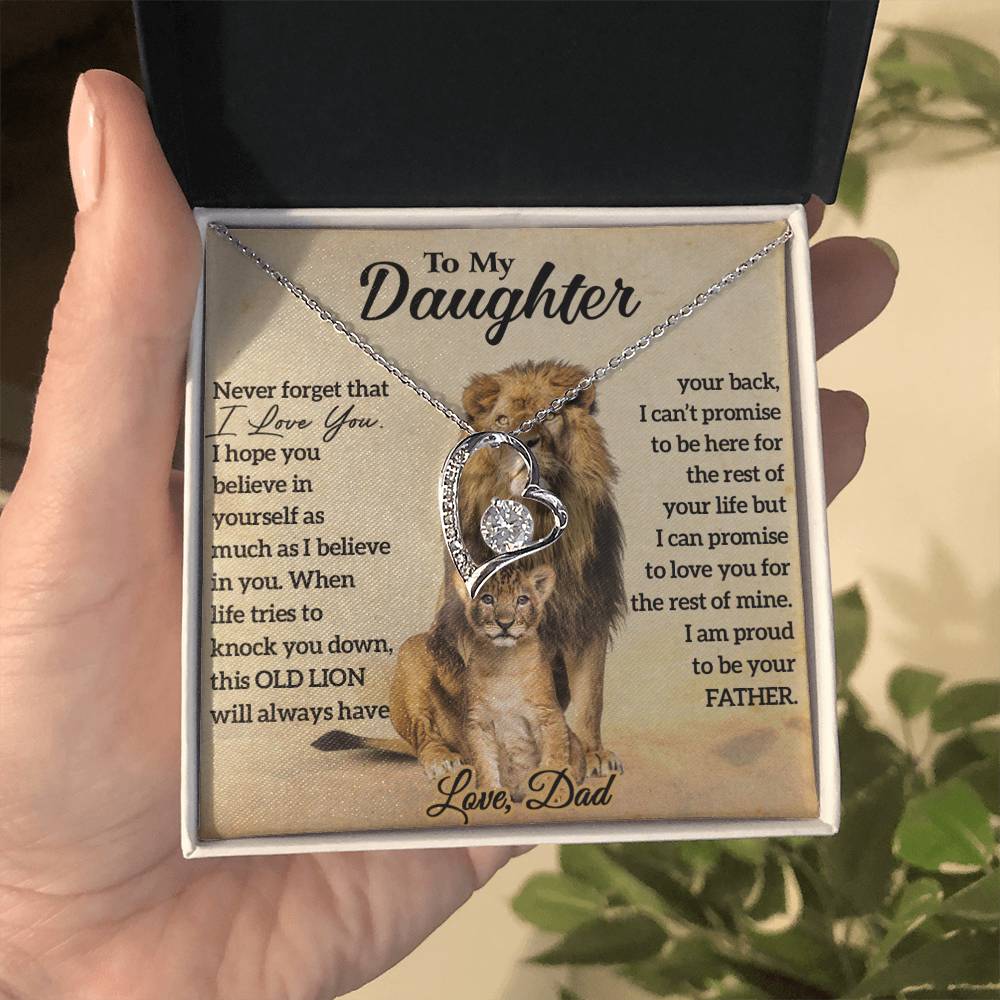 To My Daughter Lion Necklace, Daughter Birthday Gift, Lion Dad Gift