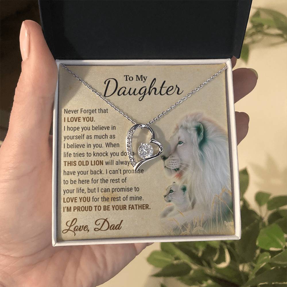 To My Daughter Necklace, Xmas Gift For Daughter From Dad, Daughter Father Lion
