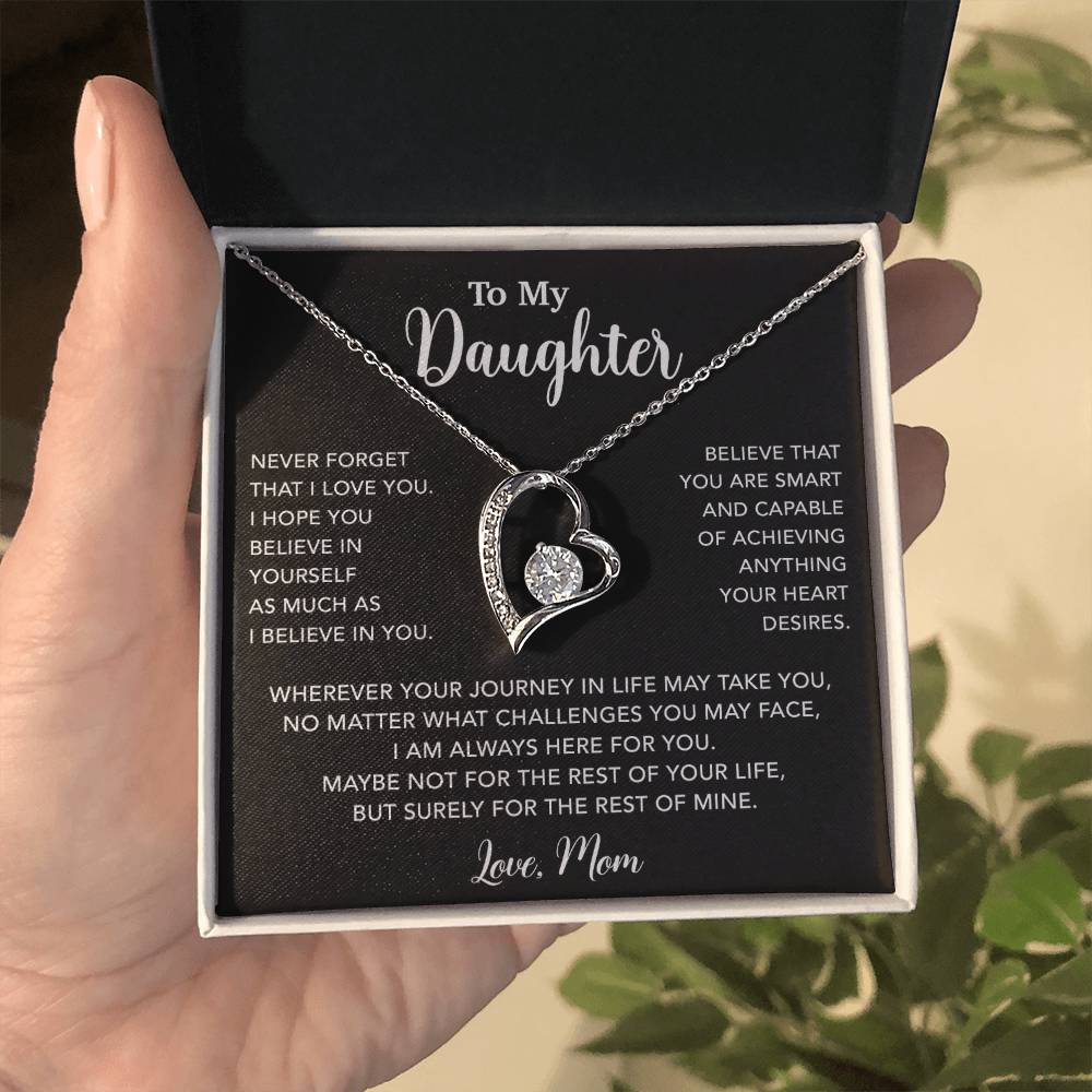 To My Daughter Necklace, Gift for Daughter from Mom, Mother Daughter Necklace 18_5_Black