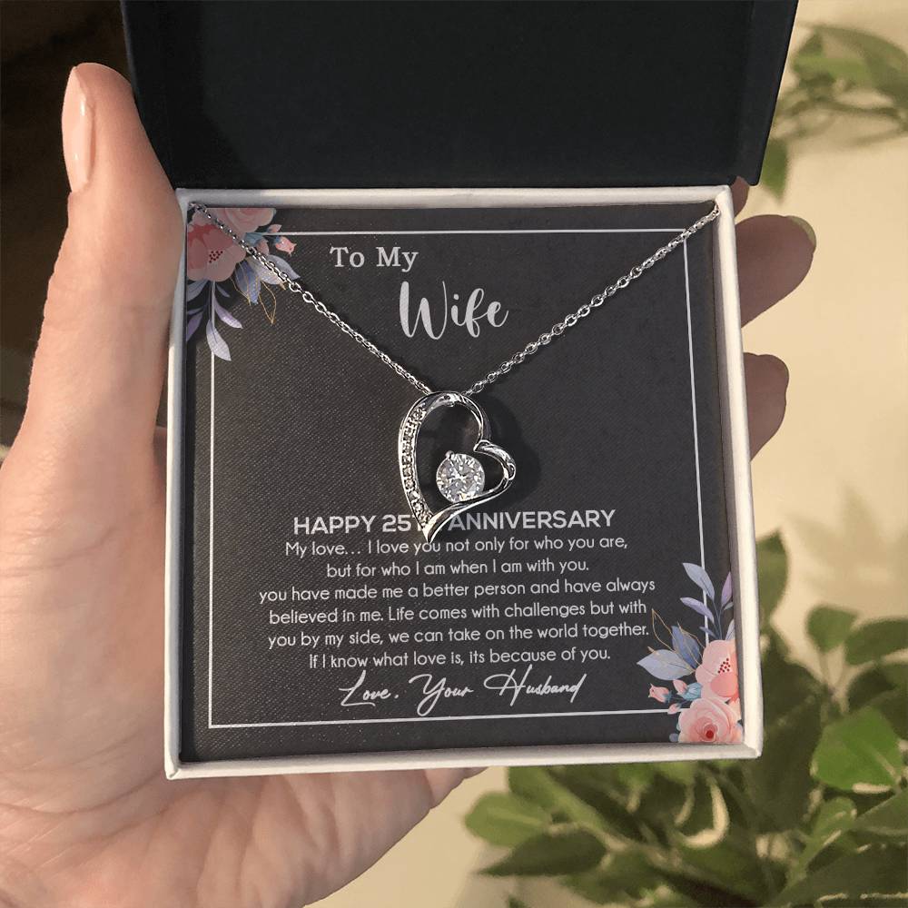 25th Anniversary Gift For Wife Necklace, 25 Year Anniversary, 25th Wedding Gift _Black