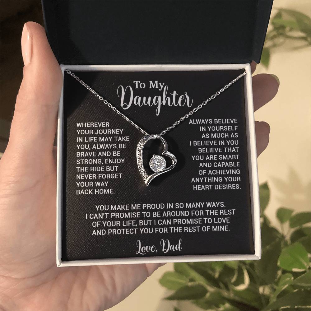 To My Daughter Necklace, Gift for Daughter from Dad, Father Daughter Necklace 3_6_Black