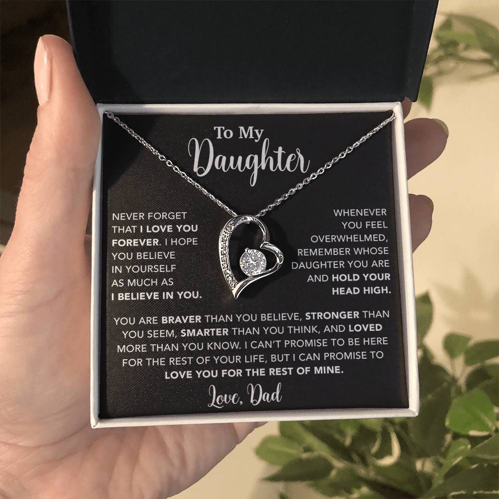 To My Daughter Necklace, Gift for Daughter from Dad, Father Daughter Necklace  9_4_Black