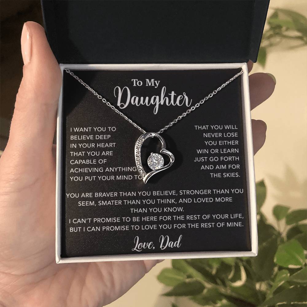 To My Daughter Necklace, Gift for Daughter from Dad, Father Daughter Necklace 18_5_Black
