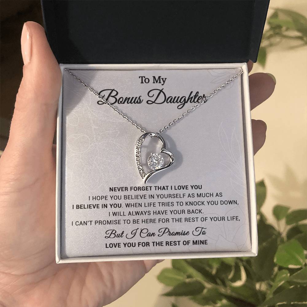 To My Bonus Daughter Necklace, Step Daughter Gift From Stepdad, Stepmom