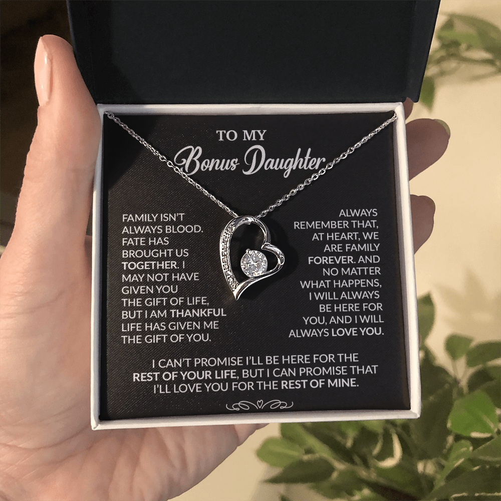 To My Bonus Daughter Necklace, Gift for Bonus Daughter, Step Daughter Birthday 30_9_Black