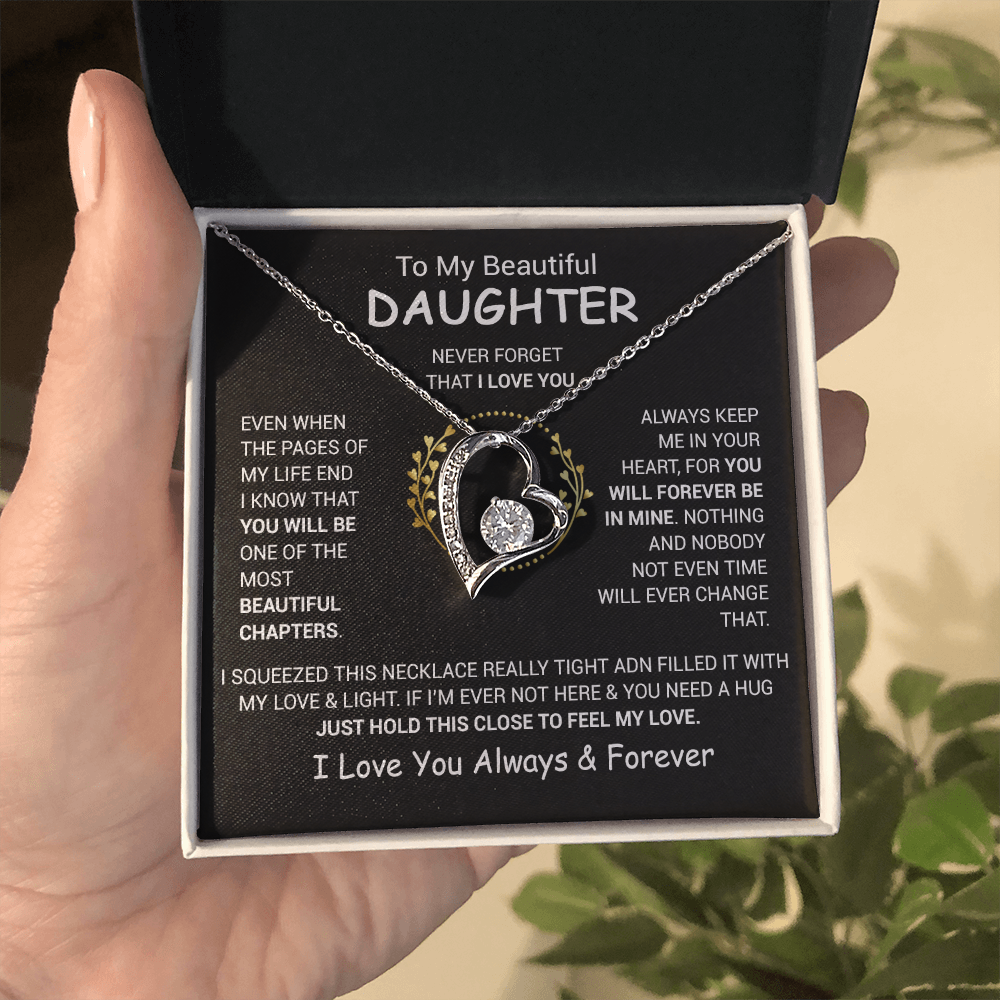 To My Daughter Necklace, Daughter Father Necklace, Daughter Gift From Dad, Mom 13_12_Black