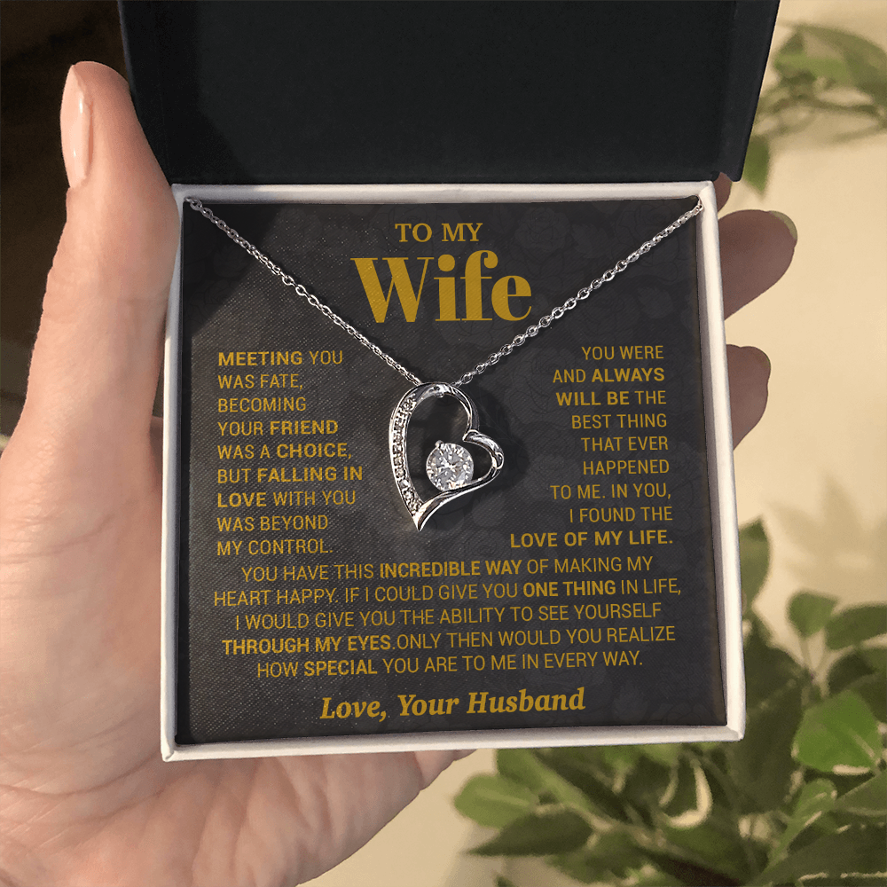 To My Wife Necklace, Meeting You Was Fate Love, Your Husband, Best Necklace For Wife_Gold