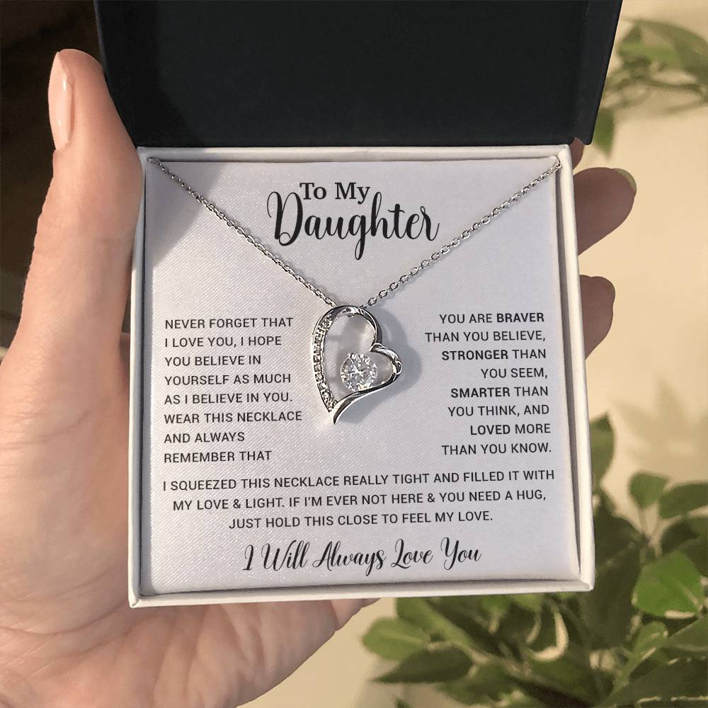 To My Daughter Necklace Gift for Daughter from Dad,Daughter Father Necklace 16_4_White