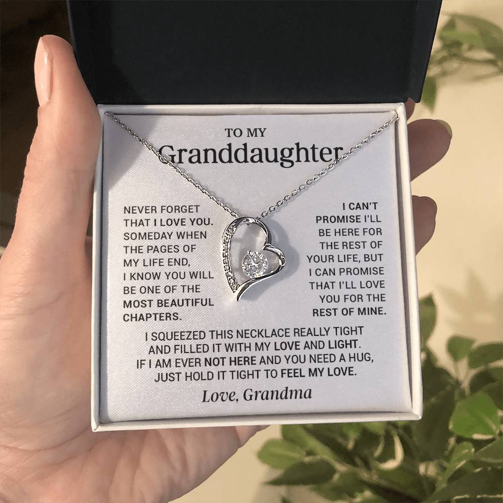 To My Granddaughter Love Grandma Heart Necklace Gift For Granddaughter Birthday
