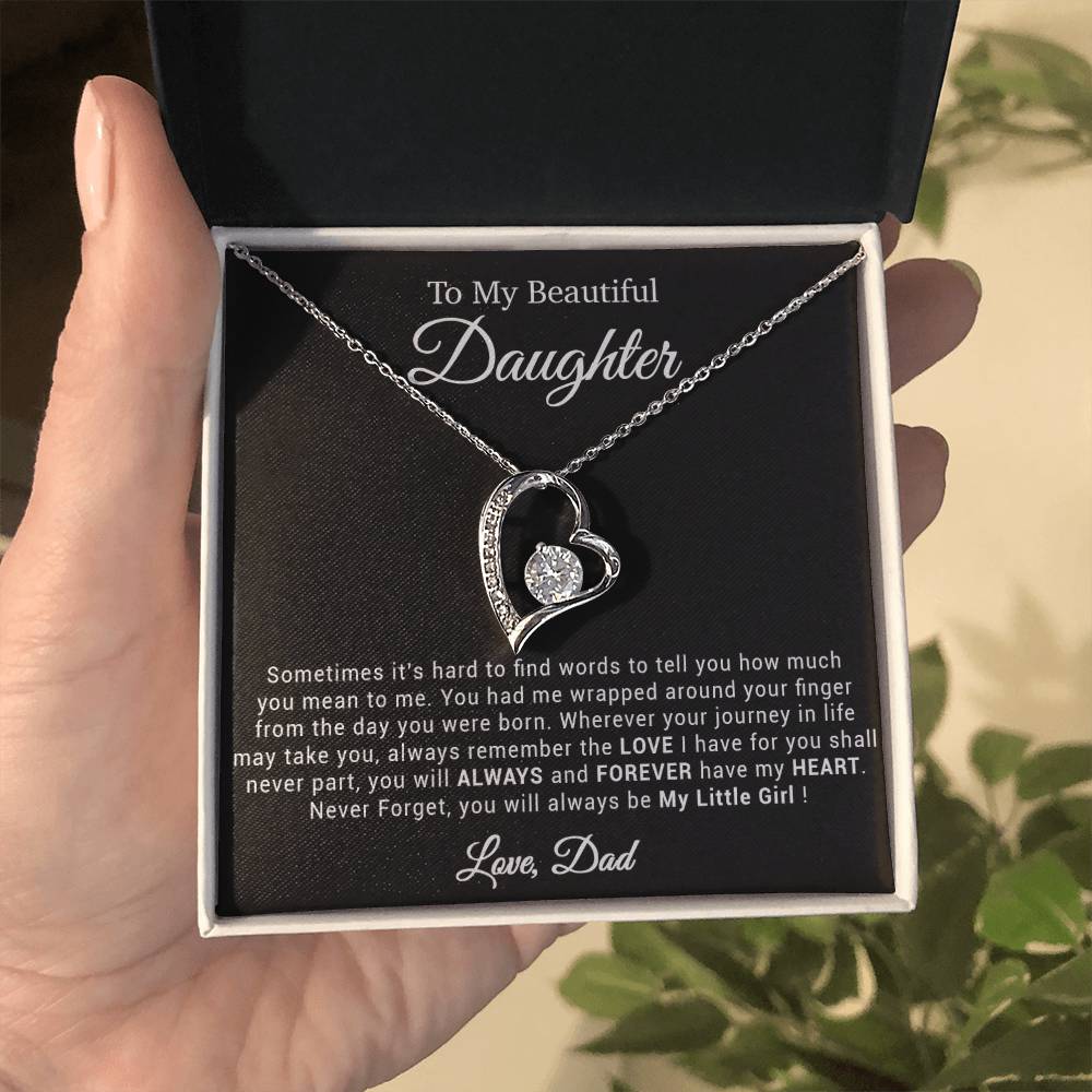 To My Daughter Necklace, Gift for Daughter from Dad, Father Daughter Necklace 21_4_Black