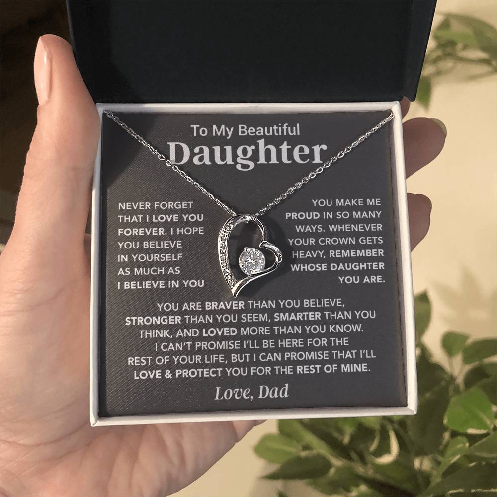 To My Daughter Necklace, Daughter Father Necklace, Daughter Gift From Dad_Gray