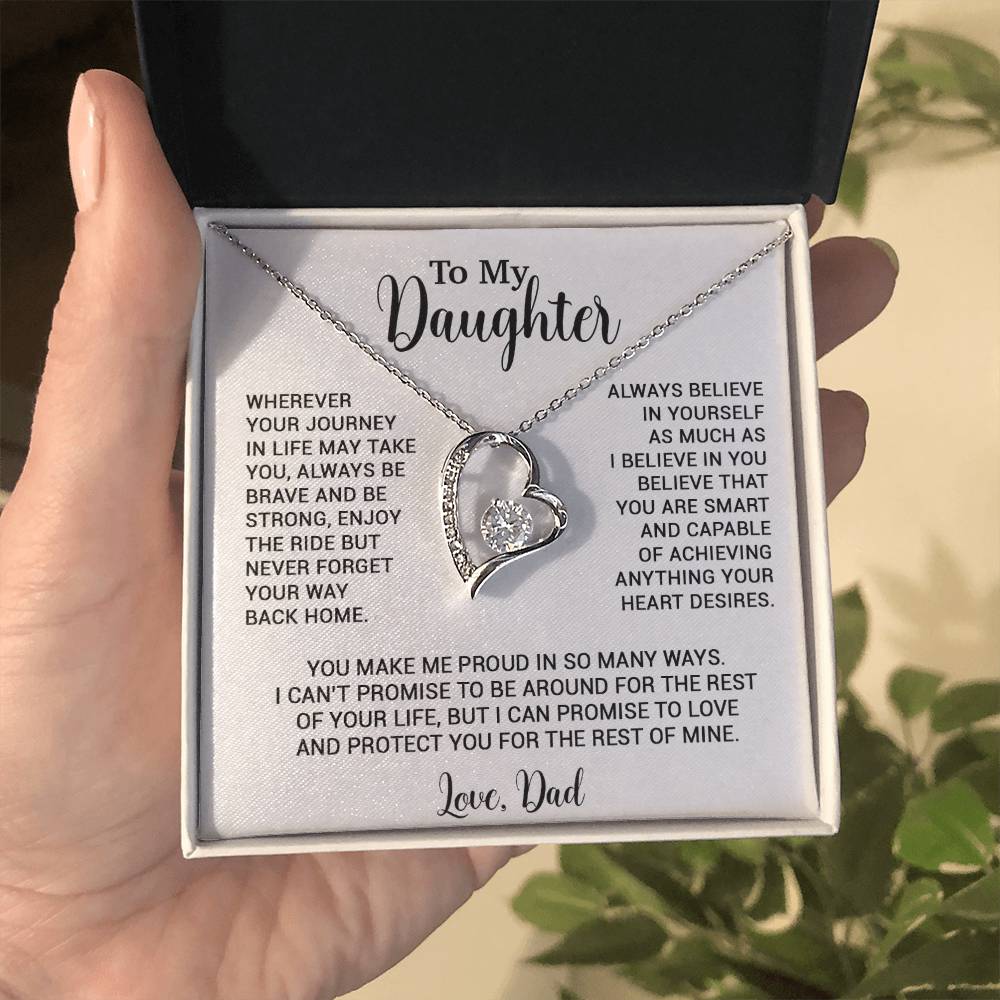 To My Daughter Necklace, Gift for Daughter from Dad, Father Daughter Necklace 3_6_White