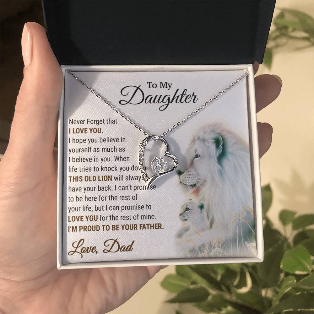 To My Daughter Necklace, Xmas Gift For Daughter From Dad, Daughter Father Lion