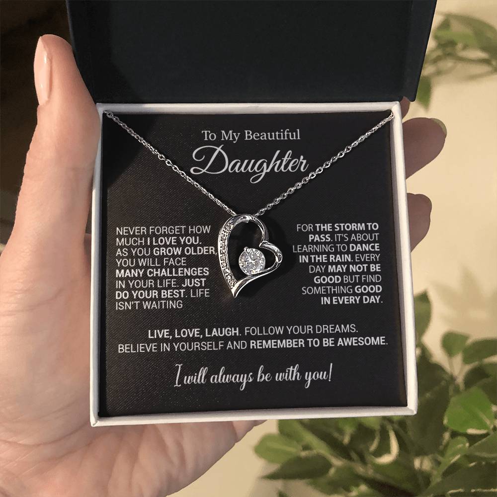 To My Daughter Necklace, Daughter Gift from Mom Dad, Birthday Christmas Gift_Black