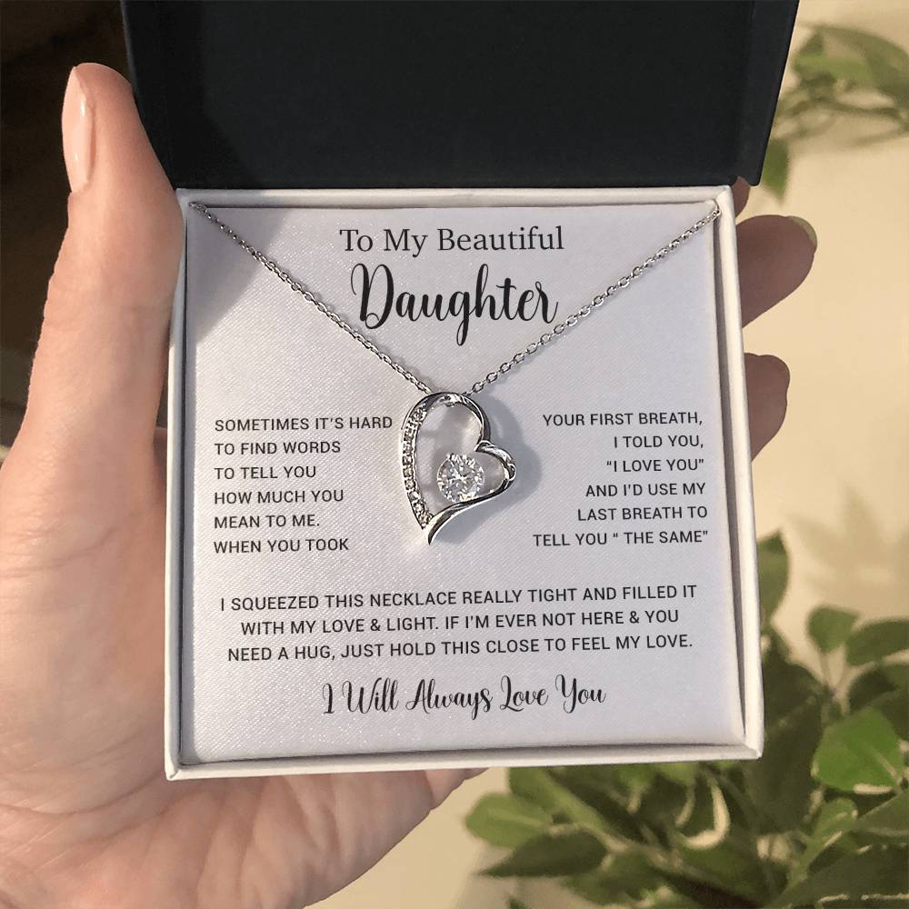 To My Daughter Necklace, Gift for Daughter from Dad, Father Daughter Necklace  11_5_White