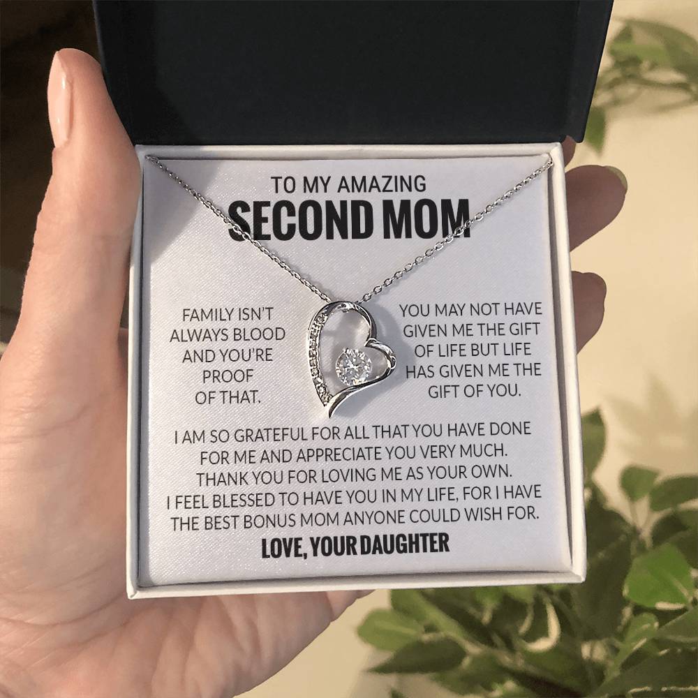 To My Amazing Second Mom, Second Mom Gift Necklace, Bonus Mom Gift