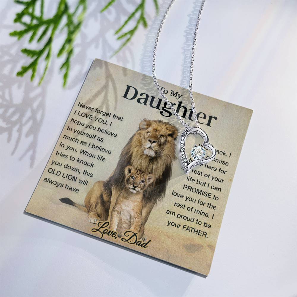 To My Daughter Necklace, Xmas Gift For Daughter From Dad, Daughter Father Lion