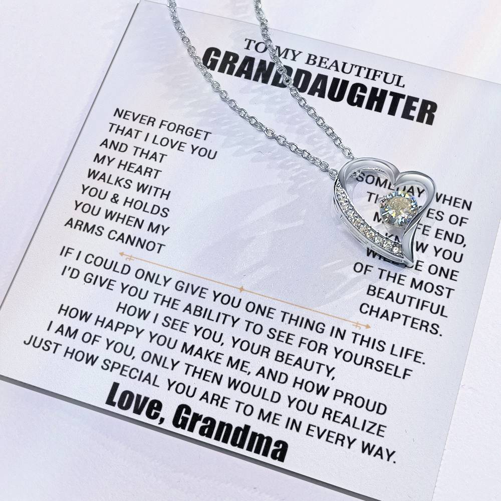 To My Granddaughter Necklace, Granddaughter Gift from Grandma, Christmas Gift 19_8_White