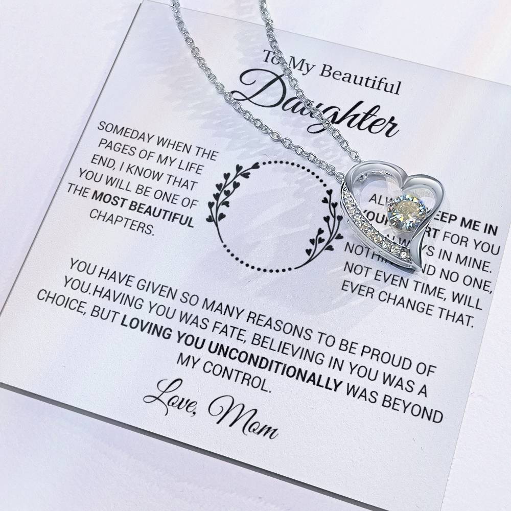 To My Daughter Necklace, Gift for Daughter from Mom, Daughter Mother Necklace 16_12_White