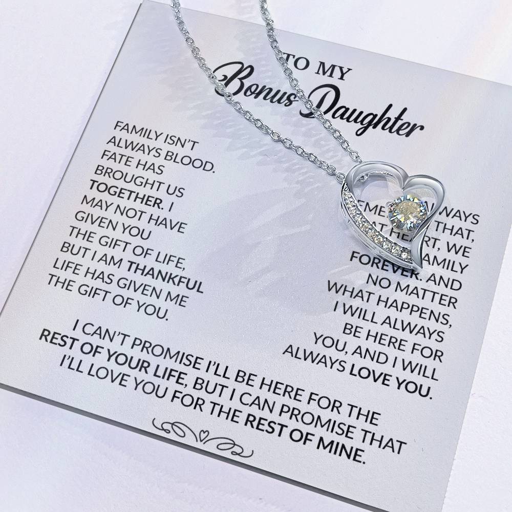 To My Bonus Daughter Necklace, Gift for Bonus Daughter, Step Daughter Birthday 30_9_White