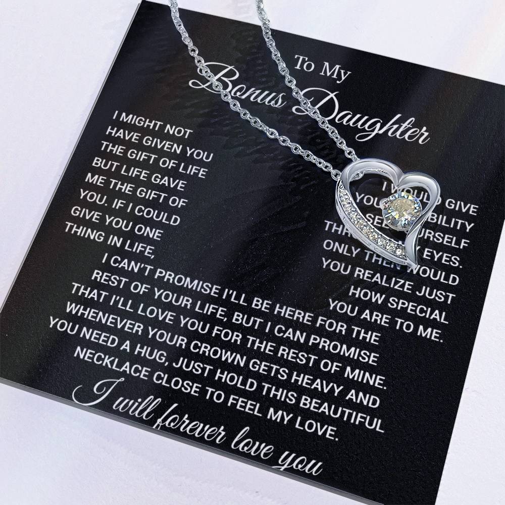 To My Bonus Daughter Necklace, Gift for Bonus Daughter, Step Daughter Birthday 23_11_Black