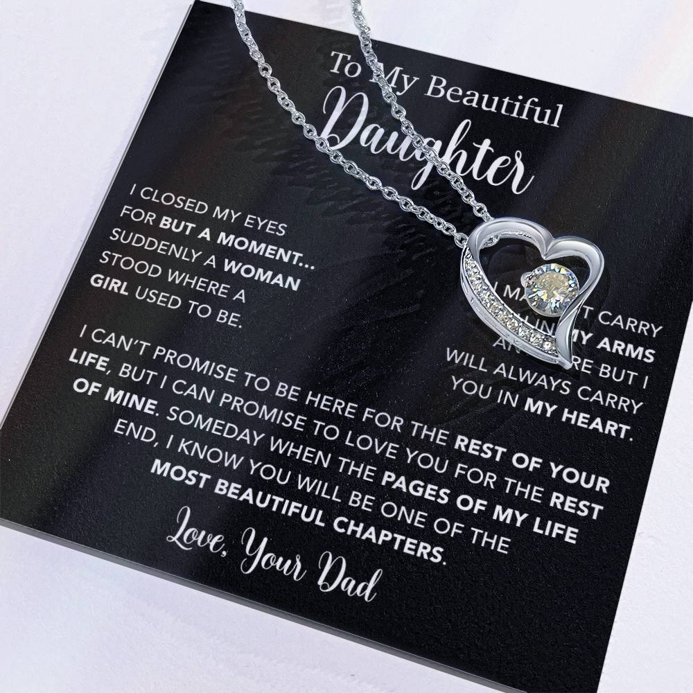 To My Daughter Necklace, Gift for Daughter from Dad, Father Daughter Necklace  22_5_Black