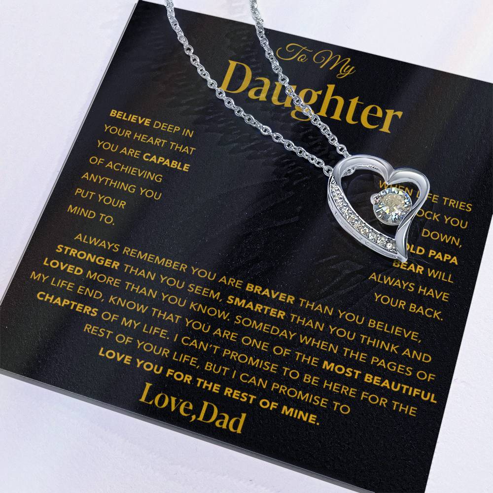 To My Daughter Necklace, Gift for Daughter from Dad, Father Daughter Necklace 13_12_Gold