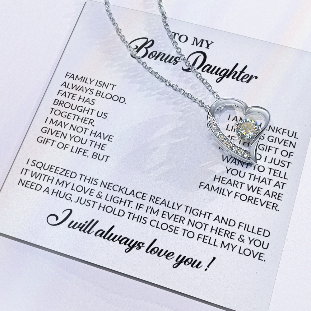 To My Bonus Daughter Necklace, Gift for Bonus Daughter, Step Daughter Birthday 7_11_White
