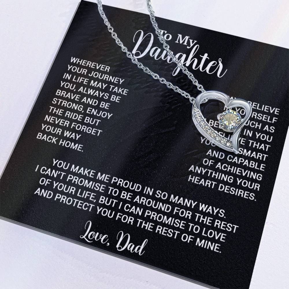 To My Daughter Necklace, Gift for Daughter from Dad, Father Daughter Necklace 3_6_Black
