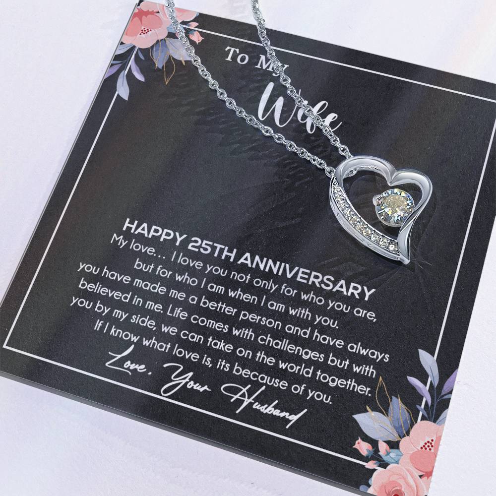 25th Anniversary Gift For Wife Necklace, 25 Year Anniversary, 25th Wedding Gift _Black
