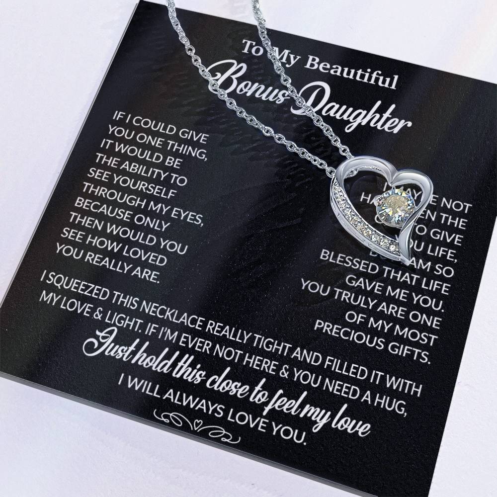To My Bonus Daughter Necklace, Gift for Bonus Daughter, Step Daughter Birthday 1_10_Black