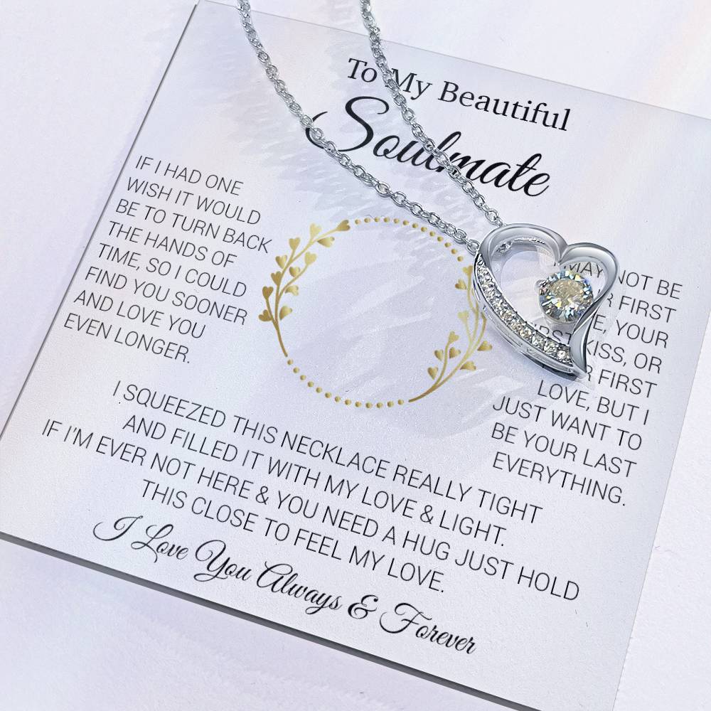 To My Soulmate Necklace, Gift For Soulmate, Anniversary Gift, Christmas Gift_White