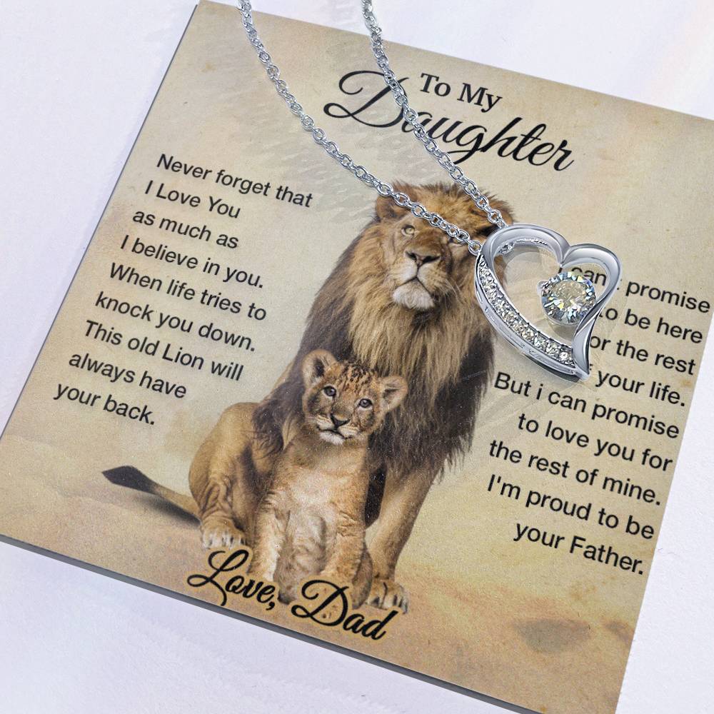 To My Daughter Necklace, Xmas Gift For Daughter From Dad, Daughter Father Lion