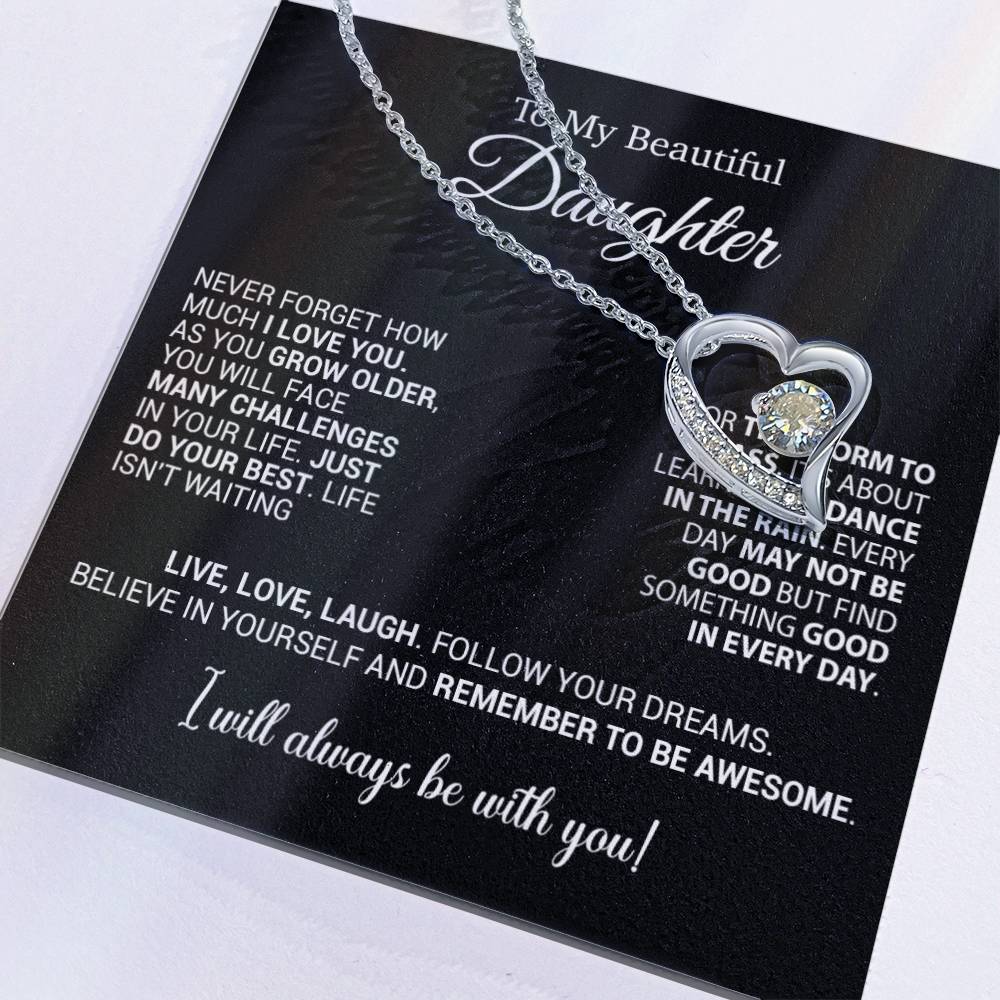To My Daughter Necklace, Daughter Gift from Mom Dad, Birthday Christmas Gift_Black