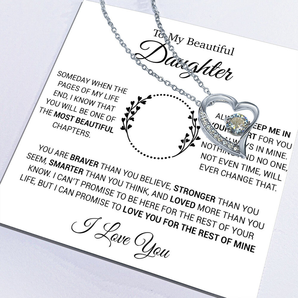 To My Daughter Necklace, Gift for Daughter from Dad, Daughter Father Necklace 15_12_White