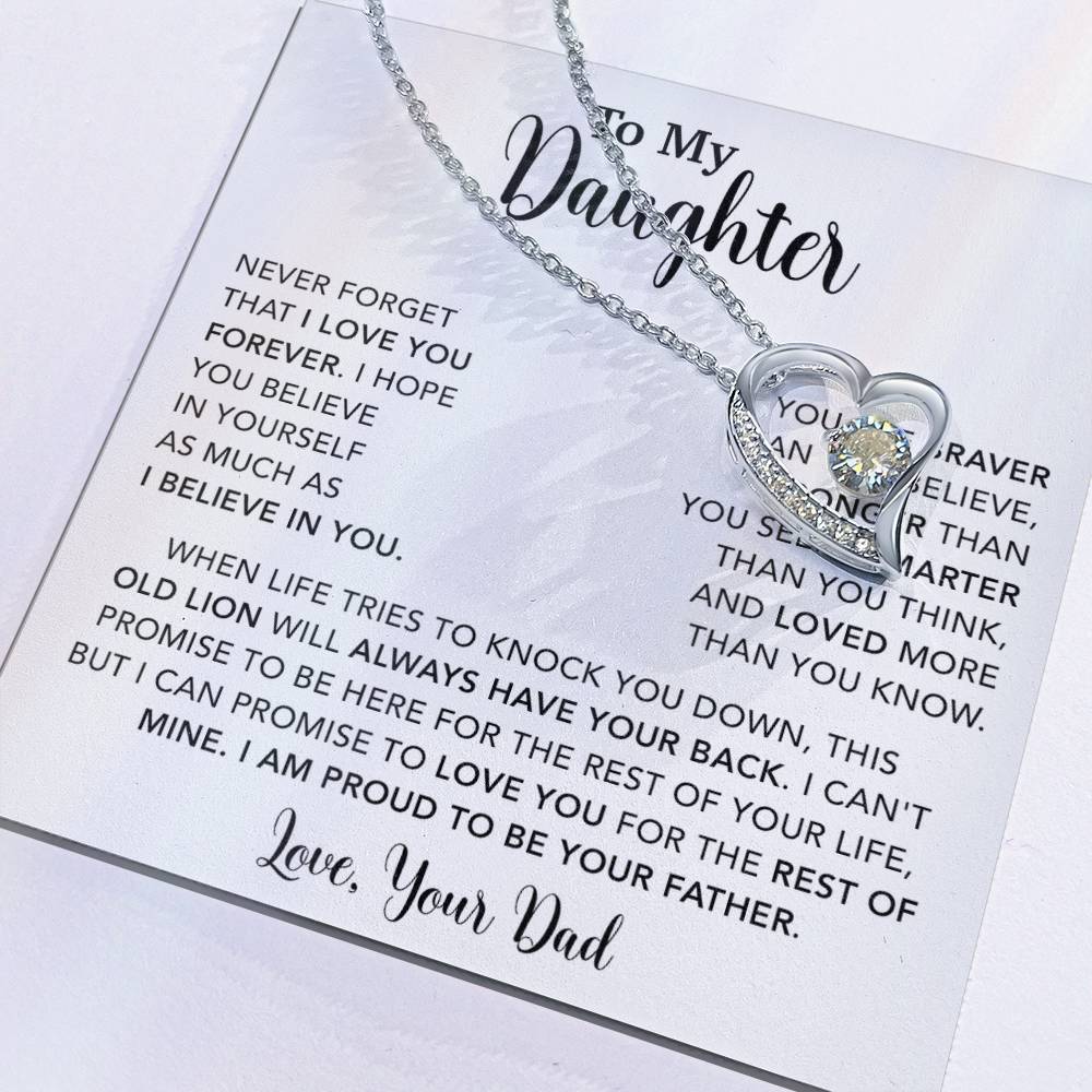 To My Daughter Necklace Gift for Daughter from Dad,Daughter Father Necklace 15_4_White