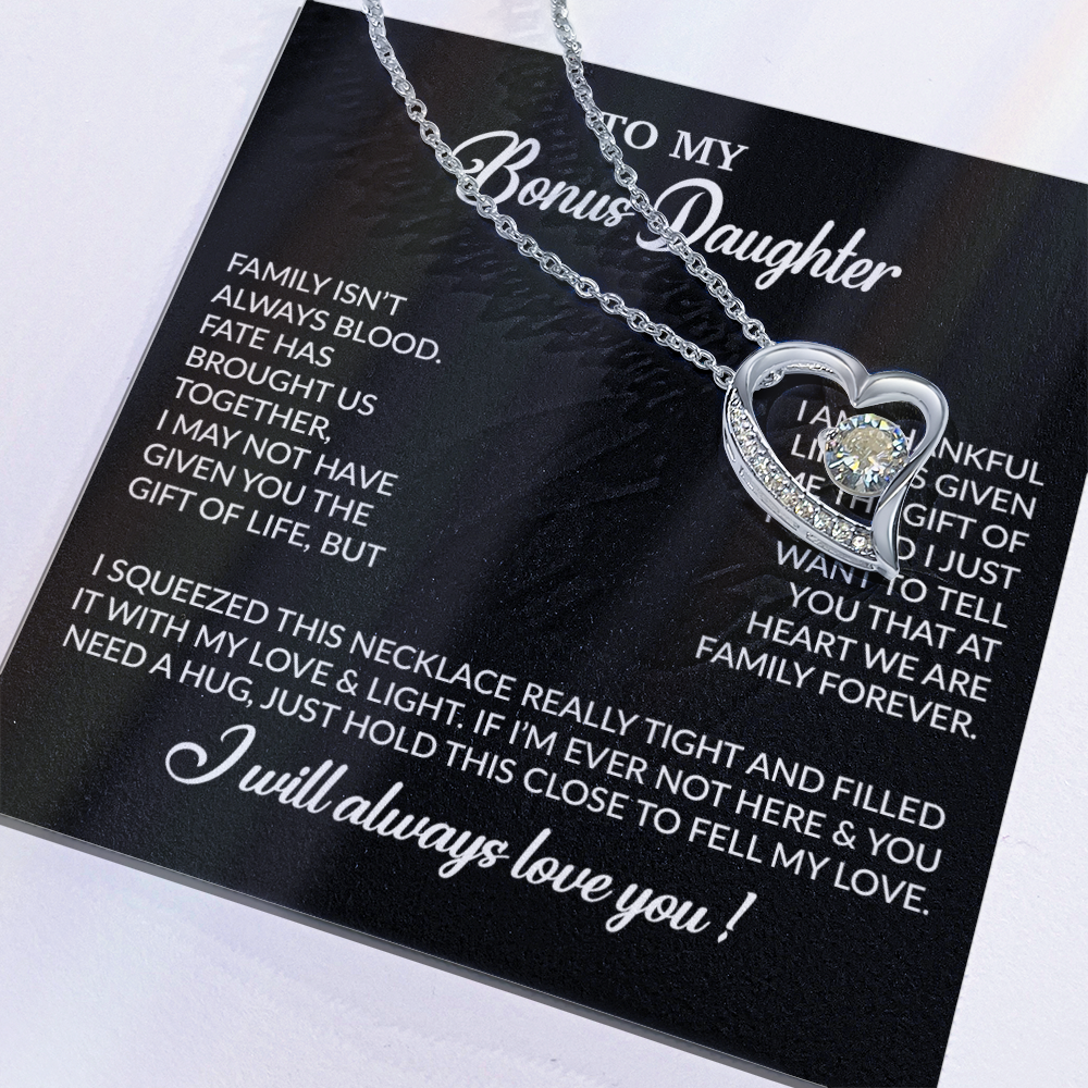 To My Bonus Daughter Necklace, Gift for Bonus Daughter, Step Daughter Birthday 7_11_Black