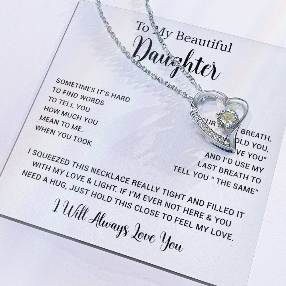 To My Daughter Necklace, Gift for Daughter from Dad, Father Daughter Necklace  11_5_White