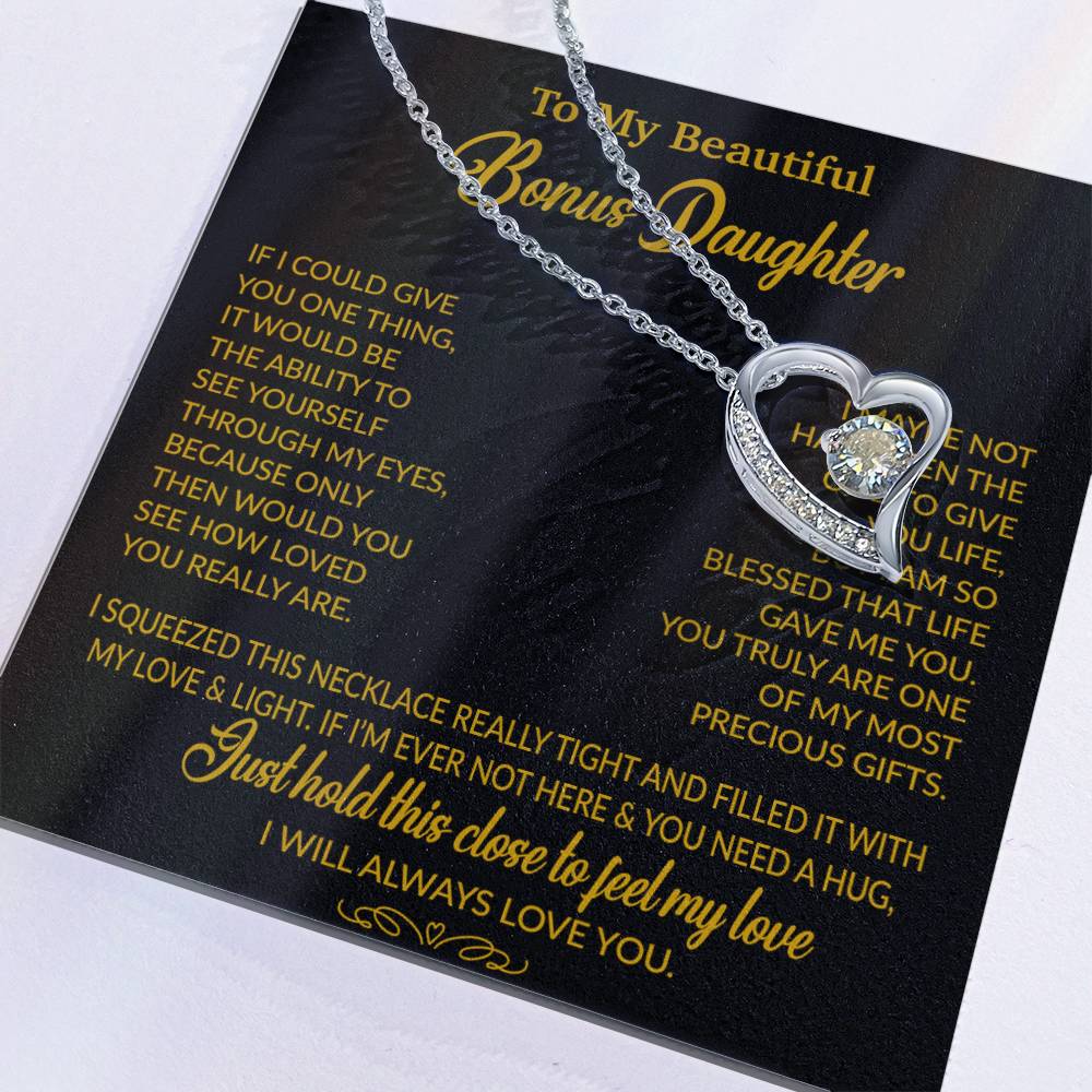 To My Bonus Daughter Necklace, Gift for Bonus Daughter, Step Daughter Birthday 1_10_Gold