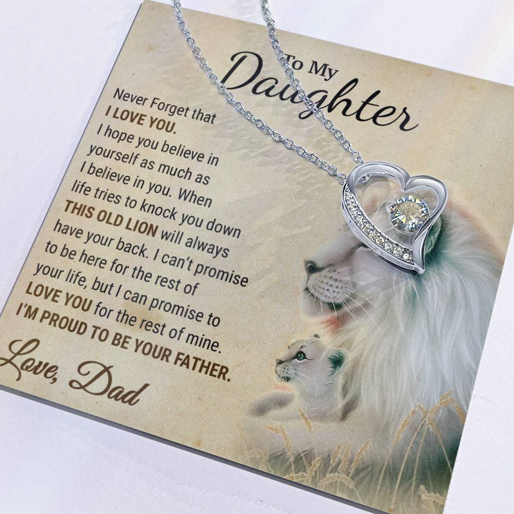 To My Daughter Necklace, Xmas Gift For Daughter From Dad, Daughter Father Lion