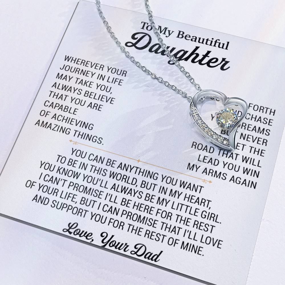 To My Daughter Necklace, Daughter Father Necklace, Daughter Gift From Dad 18_8_White