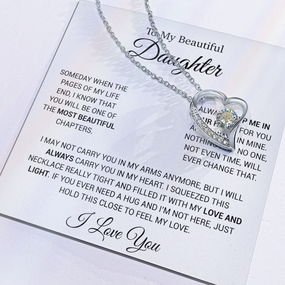 To My Daughter Necklace, Gift for Daughter from Dad, Daughter Father Necklace 14_12_White