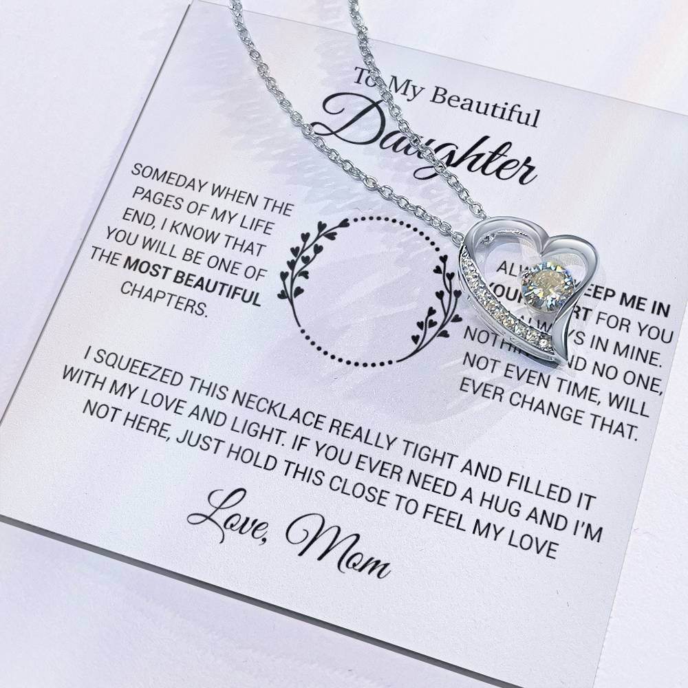 To My Daughter Necklace, Gift for Daughter from Mom, Daughter Mother Necklace 15_12_White