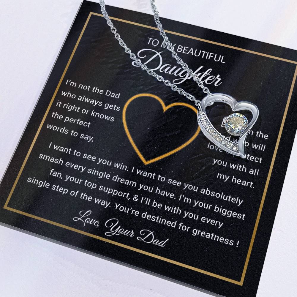 To My Daughter Necklace, Gift for Daughter from Dad, Father Daughter Necklace 9_6_Black