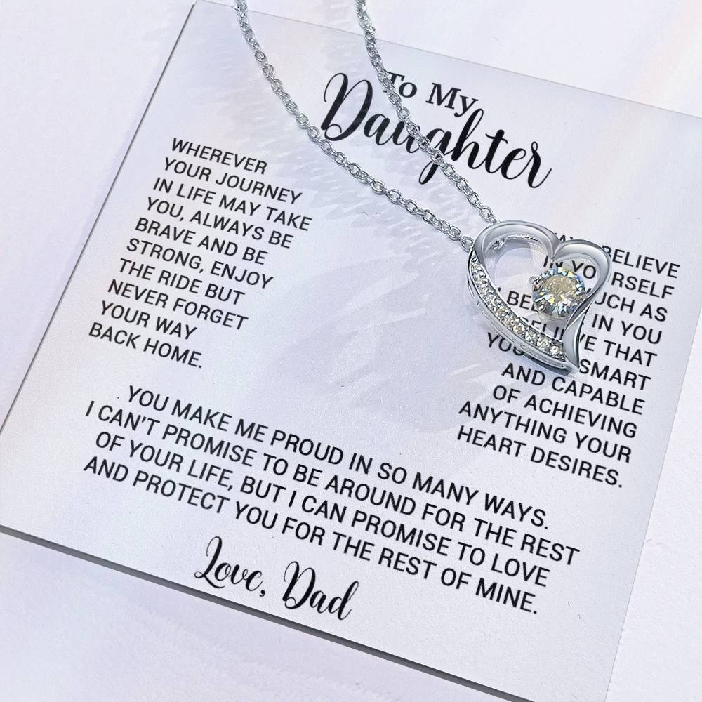 To My Daughter Necklace, Gift for Daughter from Dad, Father Daughter Necklace 3_6_White