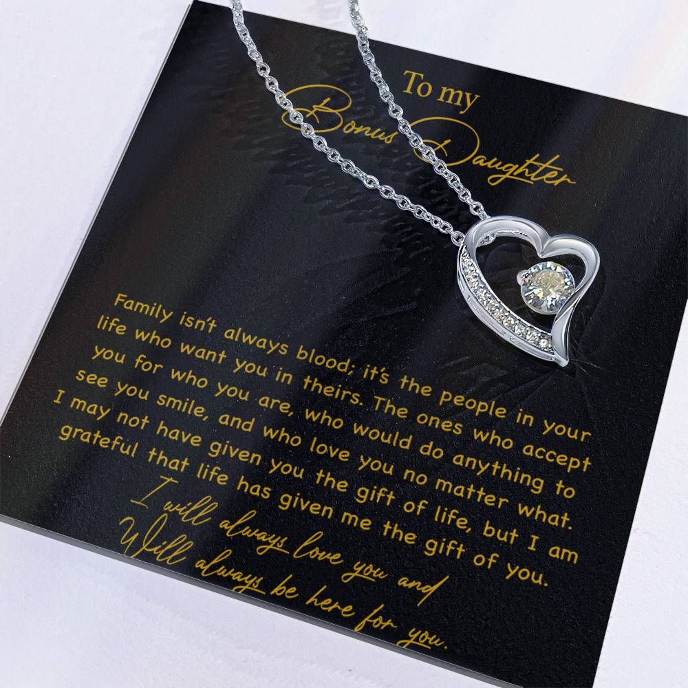 To my Bonus Daughter Necklace, Bonus Daughter, Step Daughter Gift 3-4_Gold
