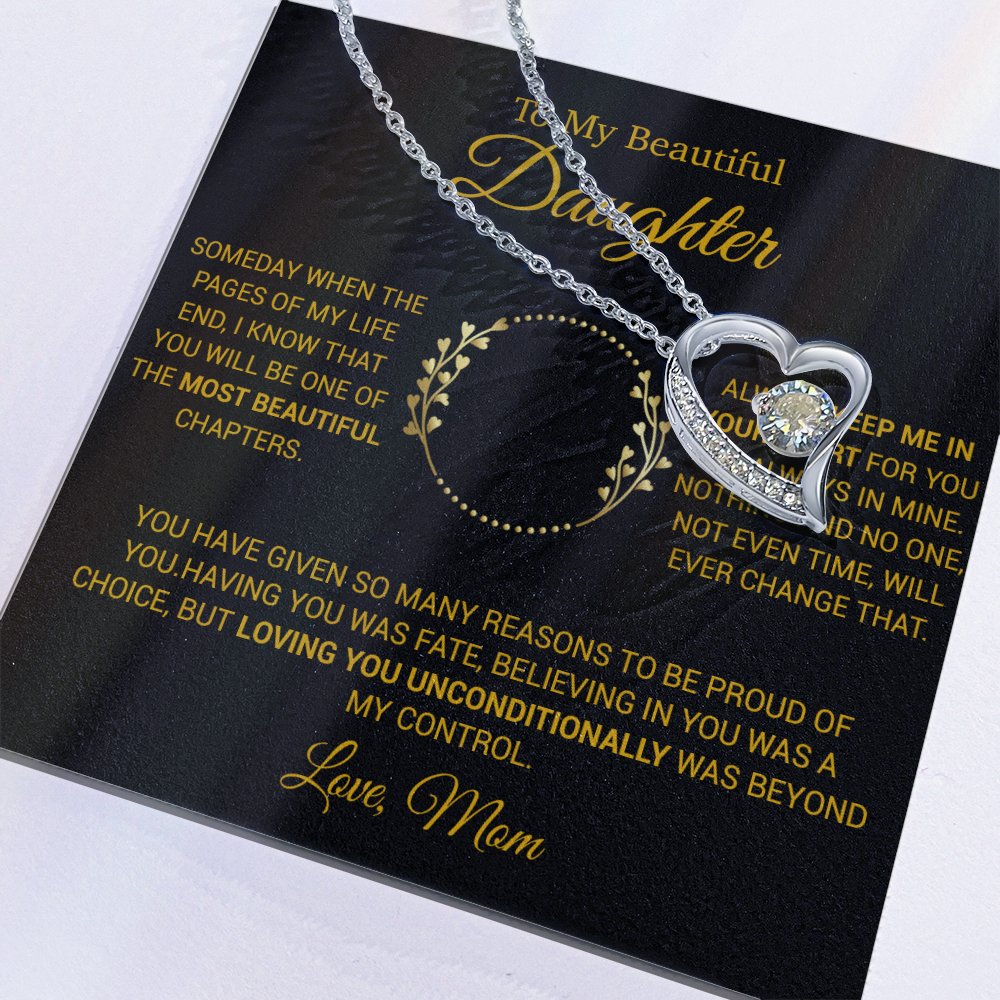 To My Daughter Necklace, Gift for Daughter from Mom, Daughter Mother Necklace 16_12_Gold