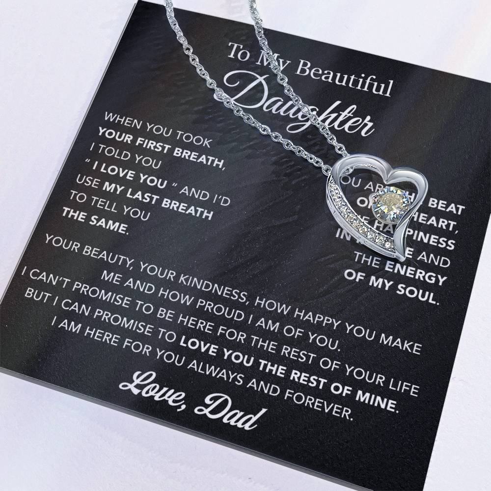 To My Daughter Necklace, Gift for Daughter from Dad, Father Daughter Necklace 10_4_Black