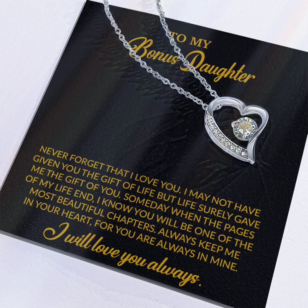 To My Bonus Daughter Necklace, Gift for Bonus Daughter, Step Daughter Birthday 4_10_Gold