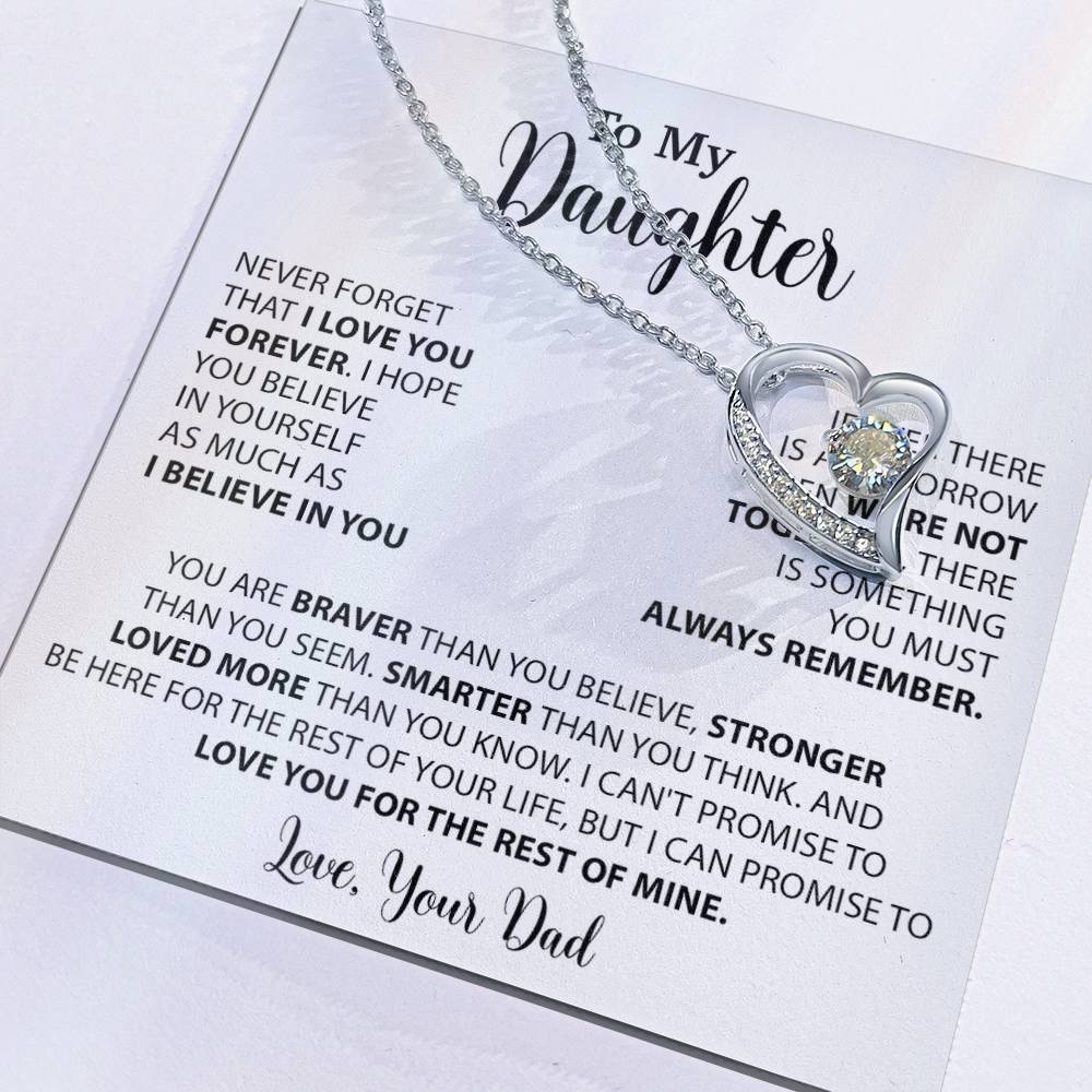 To My Daughter Necklace Gift for Daughter from Dad,Daughter Father Necklace 14_4_White